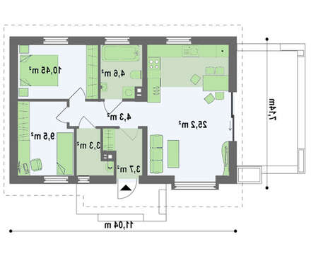 Проект невеликого класичного одноповерхового будинку