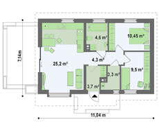 Проект невеликого класичного одноповерхового будинку