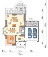 Проект витонченого двоповерхового будинку з просторим гаражем