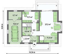 Проект приватного житлового будинку з гаражем площею 185 кв.м.