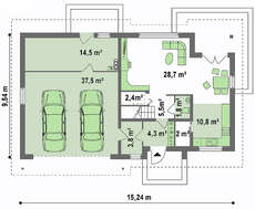 Проект двоповерхового будинку площею 225 кв. з великим гаражем