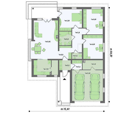 Проект одноповерхового котеджу з гаражем і цегляним фасадом