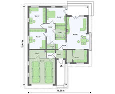 Проект одноповерхового котеджу з гаражем і цегляним фасадом