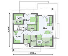 Проект класичного будинку з мансардою загальною площею 184 кв.м.