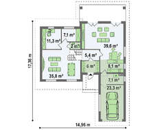 Проект котеджу в 200 квадратних метрів з гаражем для 1 авто