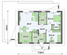 Готовий проект 1,5 поверхового будинку 8 на 12