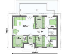 Проект класичного будинку з мансардою площею 199 кв.м.