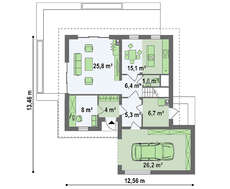 Проект будинку з гаражем та мансардою загальною площею 176 кв.м.