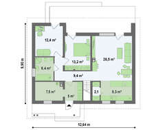 Проект будинку з мансардою і гостьовими кімнатами на першому поверсі