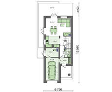 Проект двоповерхового будинку для вузької ділянки загальною площею 139 кв.м.