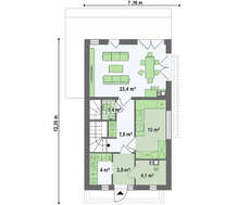 Проект двоповерхового будинку з фальцевой покрівлею загальною площею 103 кв.м.
