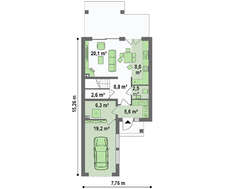 Проект двоповерхового будинку загальною площею 123 кв.м. з гаражем 20 кв.м