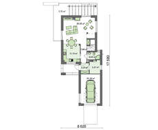 Проект двоповерхового котеджу з гаражем