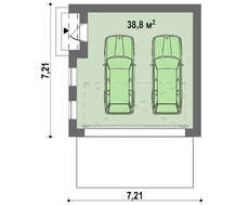 Проект гаража для двох автомобілів площею 39 кв.м.