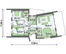 Проект стильного одноповерхового будинку з плоским дахом площею 130 кв.м.