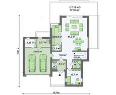 Проект двоповерхового будинку із плоским дахом загальною площею 270 кв.м.