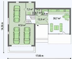 Проект двоповерхового заміського котеджу площею 221 кв.