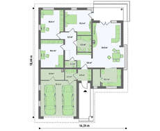 Проект одноповерхового котеджу з гаражем для двох автомобілів