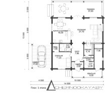Приємний особняк з дерев'яного бруса під двосхилим дахом