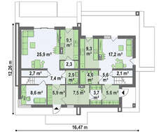 Креслення великого котеджу площею 228 кв. м в стилі ф'южн