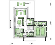План сучасного особняка площею 283 кв. м з прибудованим гаражем на два автомобіля