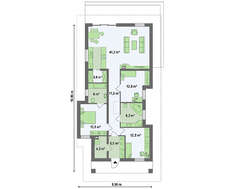 Креслення компактного котеджу на 116 кв. м під четирехскатной покрівлею з металочерепиці