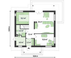 Креслення двоповерхового будинку на 133 кв. м з французькими балконами