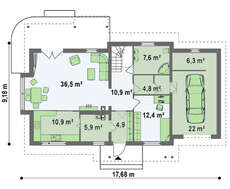 Проект великого будинку з мансардою та гаражем