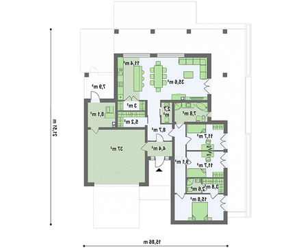 Проект одноповерхового будинку площею 186 кв. м з декором зі штучного каменю