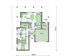 Проект одноповерхового будинку площею 186 кв. м з декором зі штучного каменю