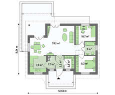 Планування сезонного котеджу площею 75 кв. м для відпочинку