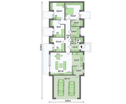 Планування котеджу площею 170 кв. м в стилі барнхаус з чотирма спальнями