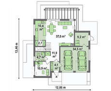 План дворівневого котеджу на 220 кв. м в сучасному стиліv
