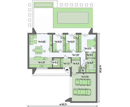 Планування сучасного котеджу площею 170 кв. м з трьома спальнями та санвузлами