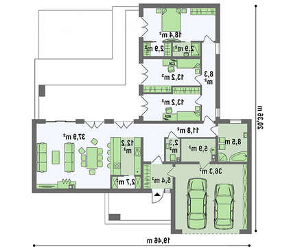 План симпатичного котеджу на 180 кв. м з великим гостинним залом