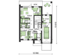 Креслення комфортабельного будинку на 173 кв. м з двома вітальнями і прибудованим гаражем