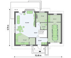Проект стильного будинку з мансардою та гаражем