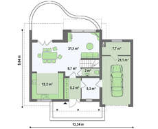 Проект двоповерхового будинку площею 151 кв. м з великою терасою