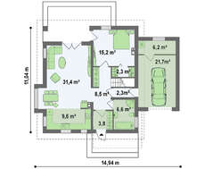 Проект сучасного будинку в два поверхи на 184 кв. м з балконом і терасою