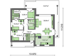Проект для будівництва невеликого одноповерхового будинку площею 112 кв.