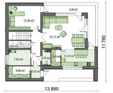 План симпатичного двоповерхового котеджу на 183 кв. м в стилі мінімалізму