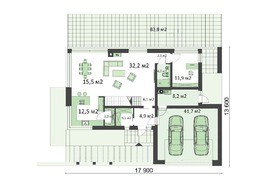 Сучасний особняк на два поверхи, декорований каменем