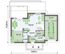Проект будинку з терасою та гаражем