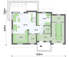 Проект котеджу з мансардою, кабінетом і терасою над гаражем