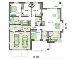 Стильний одноповерховий будинок з чотирма спальнями