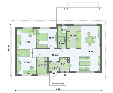 Проект одноповерхового котеджу з горищем Проект одноповерхового котеджу з горищем