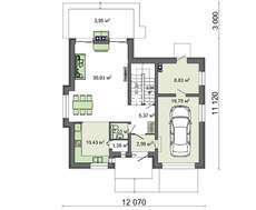 Проект житлового будинку з красивою вітальнею