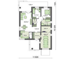 Одноповерховий будинок з дерев'яним декором