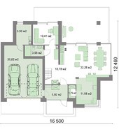 Сучасний будинок з вітальнею на другому поверху