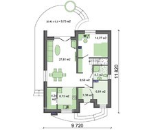 Файний житловий будинок з напівкруглими верандами